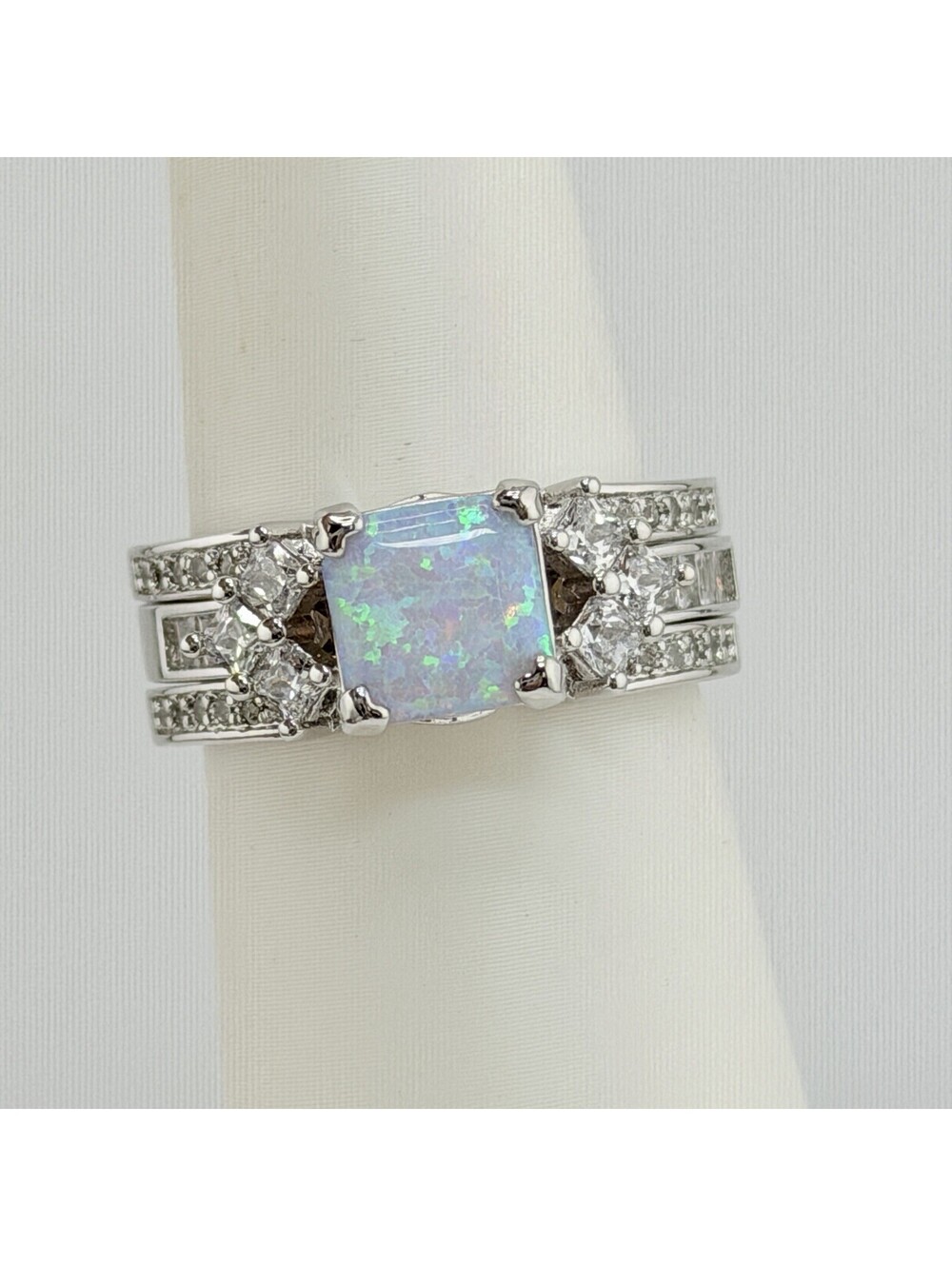 Bomb Party Sz 10 RBP2160 "The GOGO Unicorn" Fire Opal on Rhodium RETRO HTF